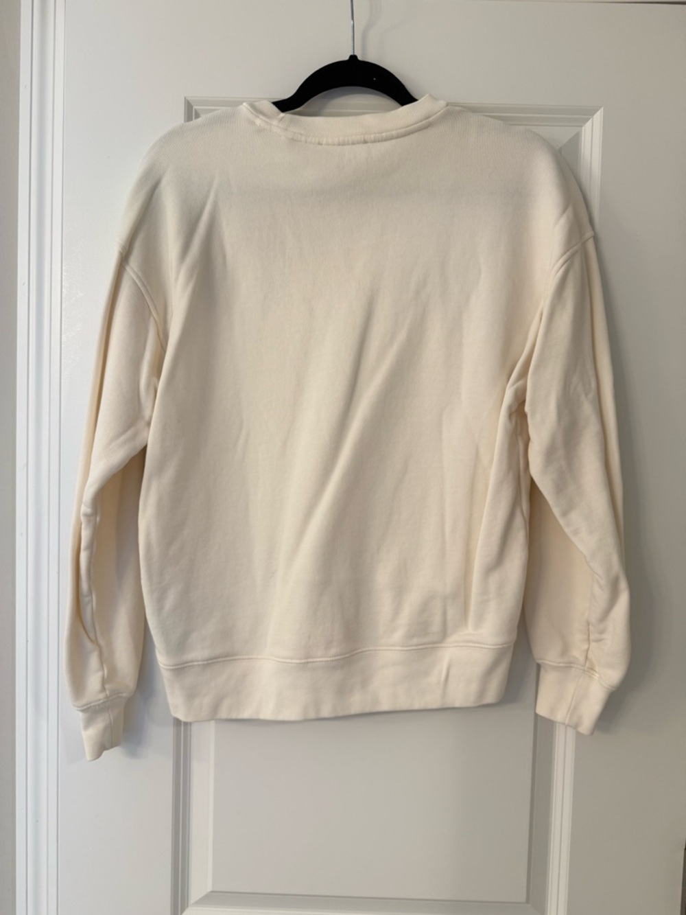 7 For All Mankind Cream Embroidered Crewneck Sweatshirt - Picture 2 of 2